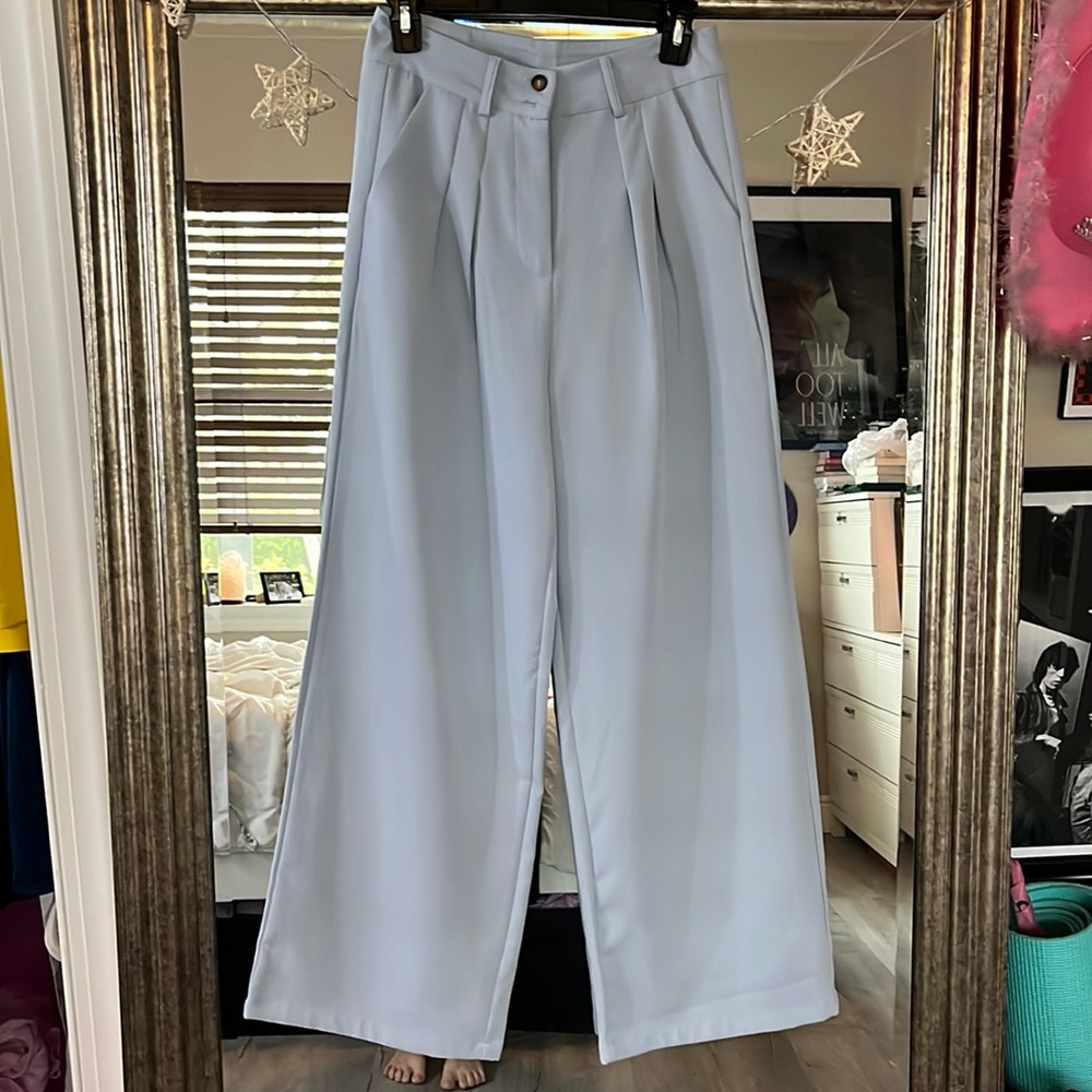Cider Light Blue Straight Leg Pants